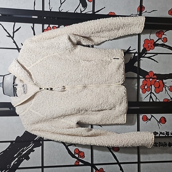 Obermeyer‎ Cream Sherpa Crop Hoodie Jacket Size Medium - Picture 1 of 6
